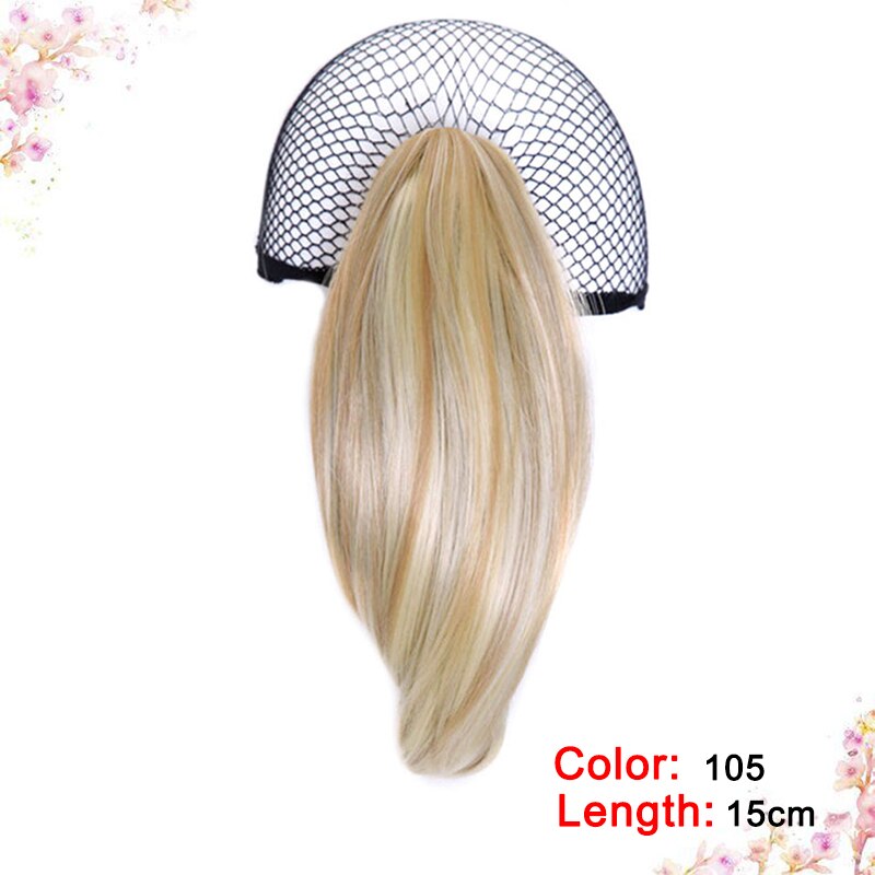 DIANQI Synthetic Hair Short Curly Blonde Black Small Ponytail Hair Grab Clip Hair Extensions For Women wigs: 105