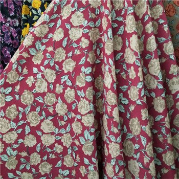 Mode Bedrukte Stof Diy Jurk Sjaal Satijn Stof Italiaanse Kleding Polyester Stof Materiaal Doek: WHITE