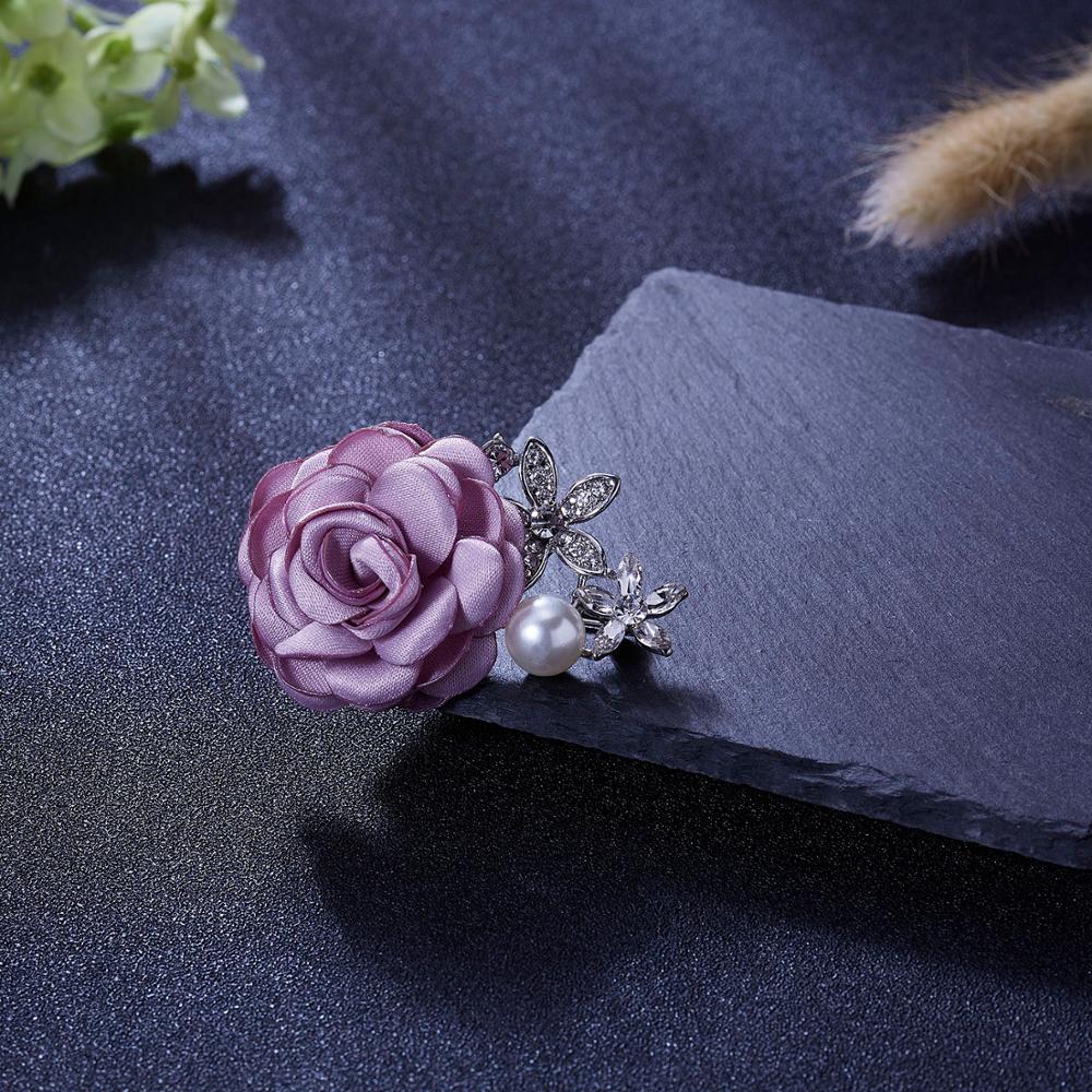 Rinhoo farverig stof blomst pin broche koreansk stof kunst stof blomster broche skjorte krave vintage pins kjole brocher til kvinder