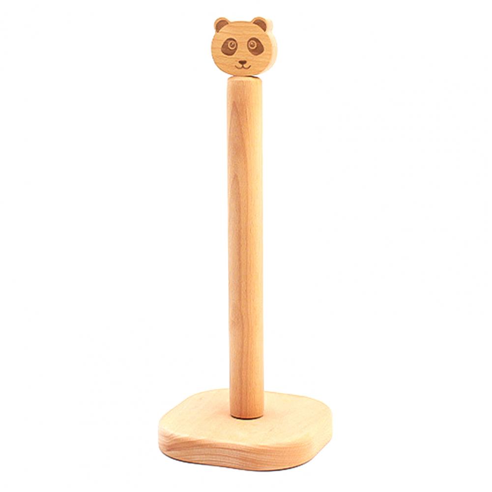 Cartoon Roll Holder Roll Paper Tissue Storage Holder Stable Wooden Animal Shape Rack Paper Towel Roll Holder Stand for Kitchen: Panda