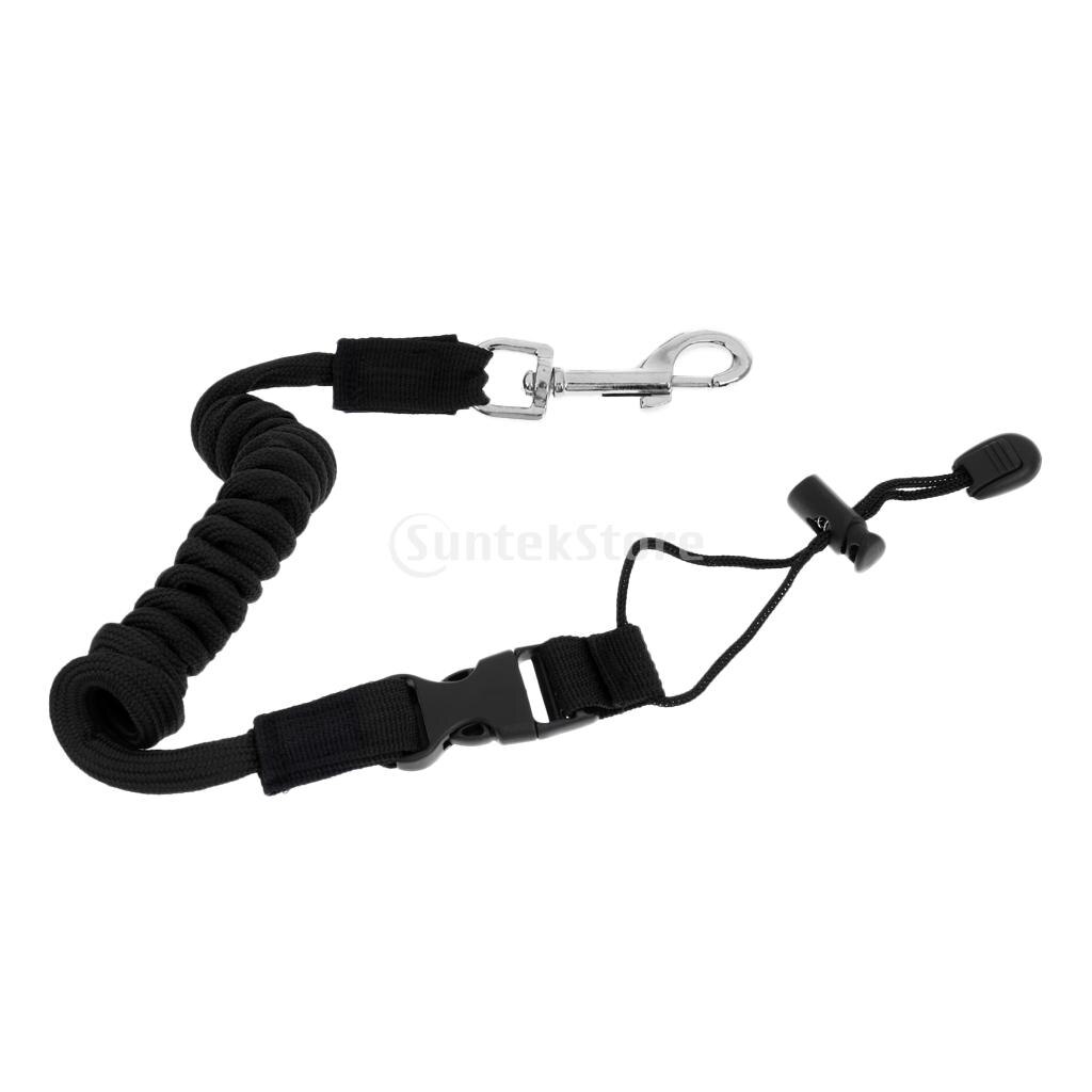 140cm sécurité élastique Kayak canoë pagaie laisse attache élastique bateau canne à pêche pôle sécurisé lanière enroulé cordon cravate corde: Black
