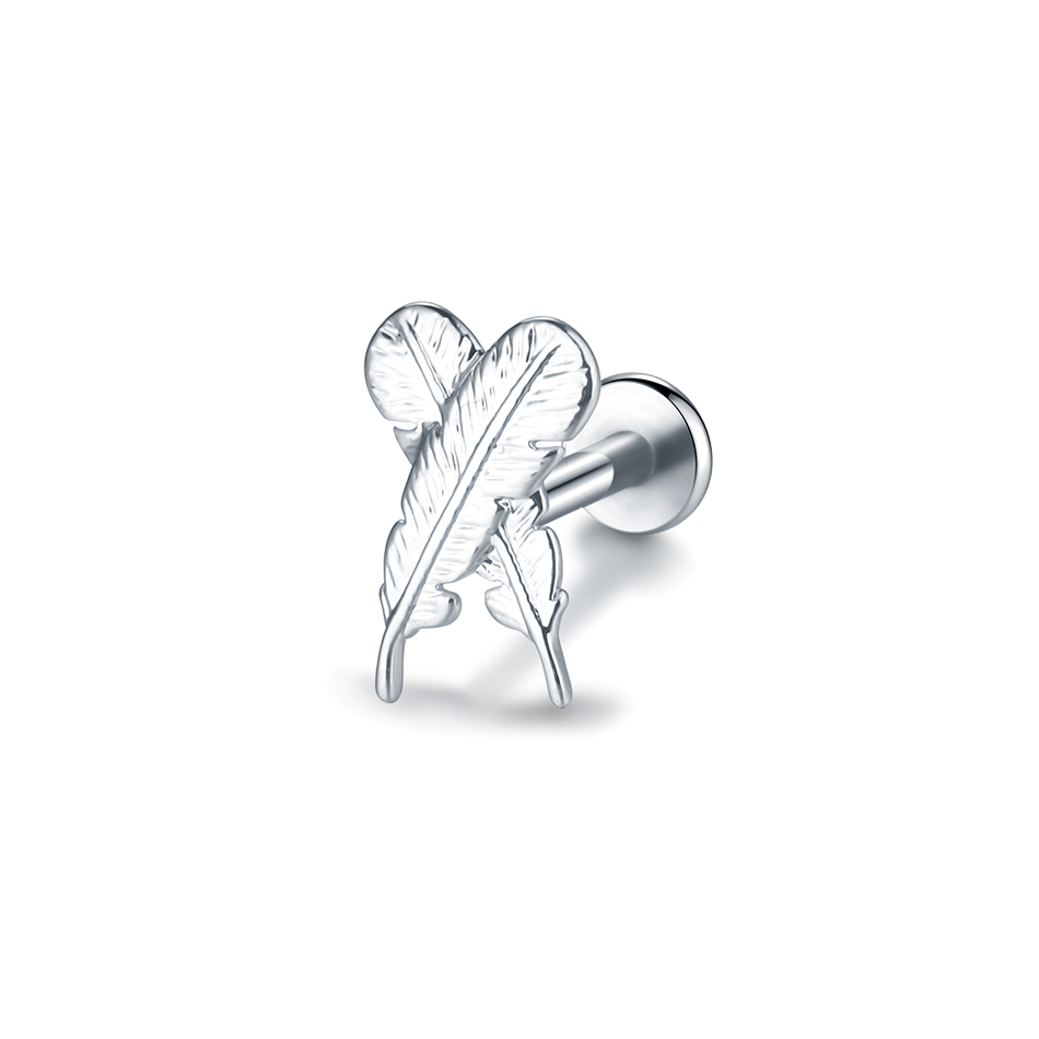 1 pieza de pluma de araña labio Monroe Studs Labret Piercing 16G CZ flor cartílago de la oreja Tragus Daith lóbulo Piercing pendiente para mujeres y hombres: Color dorado