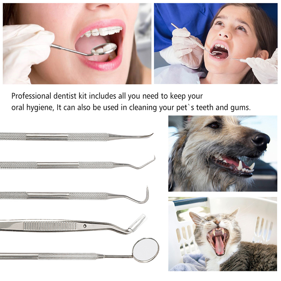 Gtbl tandhygiejnesæt 6 stk tandværktøj essentiel beregnings- og plakfjerner sæt tandlæge forberedt værktøjssæt til dybe tænder c