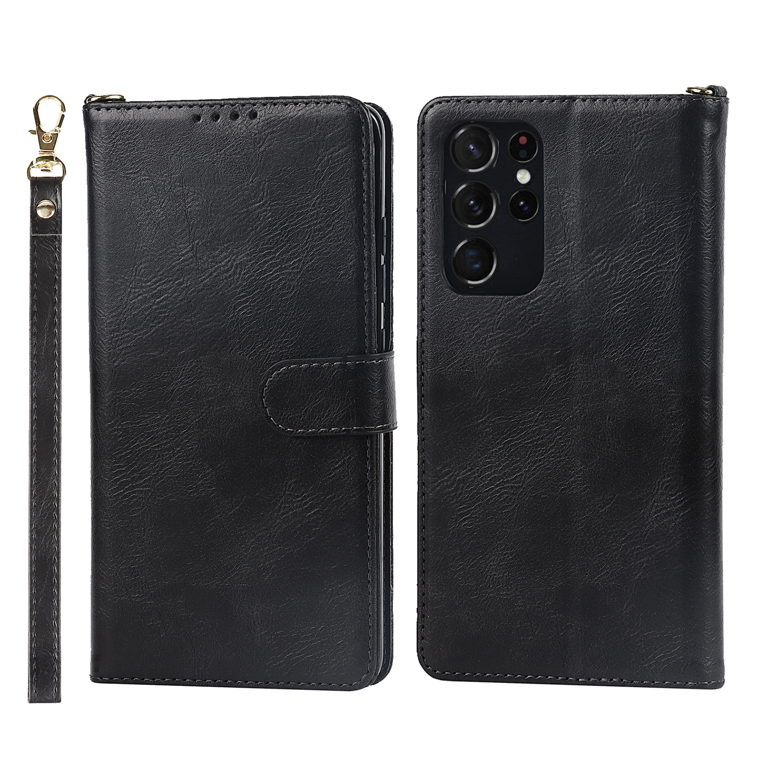 Voor Samsung S21 Ultra 5G S Pen Spen S-PEN Stylus Flip Case Mobiele Telefoon Shell S21Ultra Wallet Cover Holster slot: Black