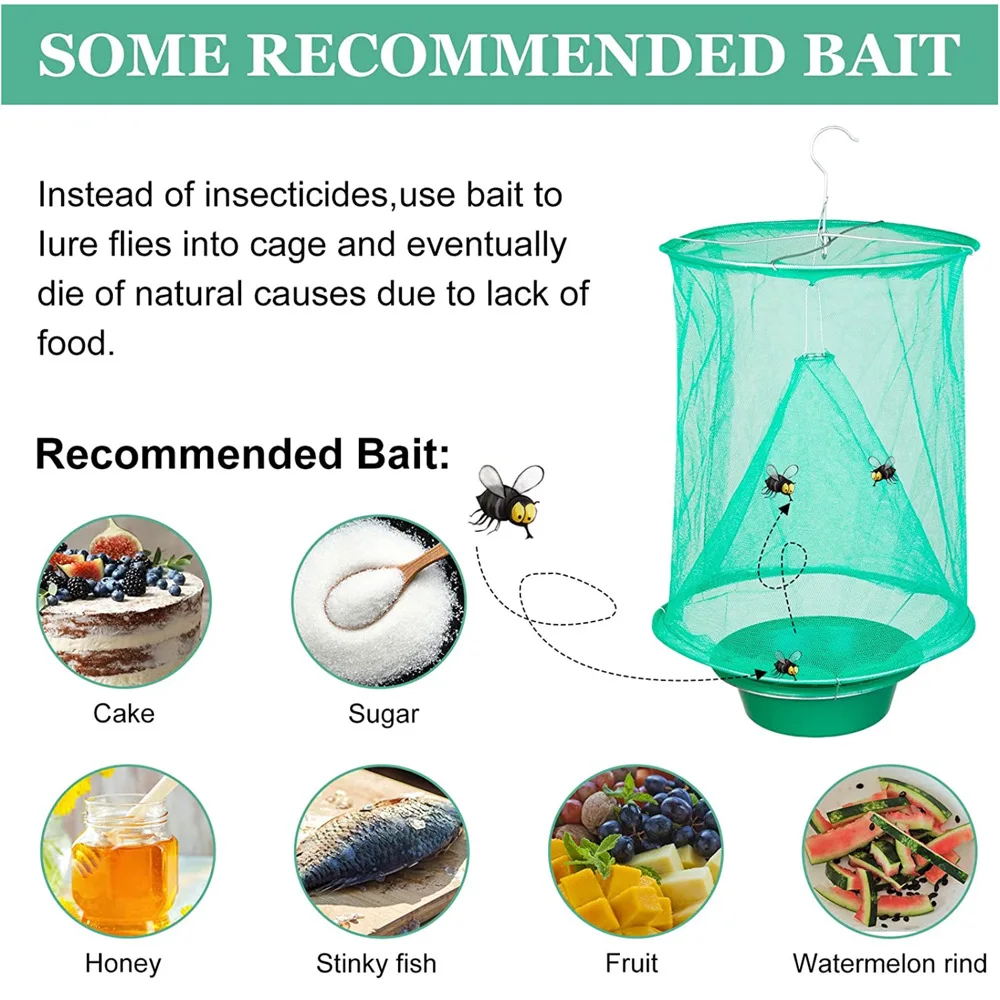Pest Control Reusable Hanging Fly Catcher, Killer Flies, Flytrap Cage, Net Trap, Garden, Home