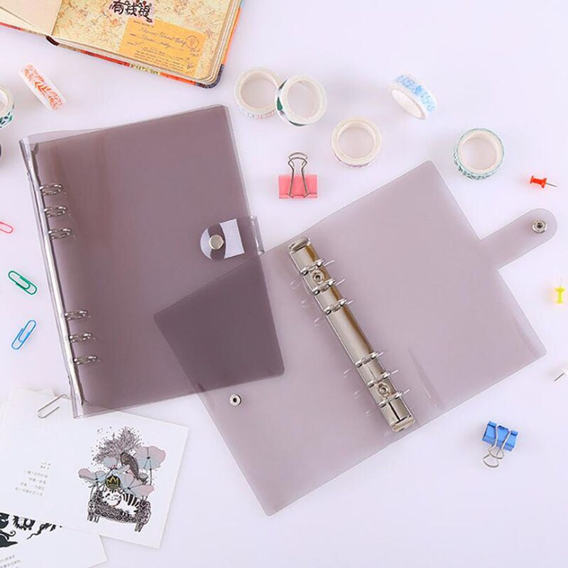A5 / A6 Simple PVC Binder Loose Leaf Office Supplies Transparent Simple Planner Cover Notebook Thin Case