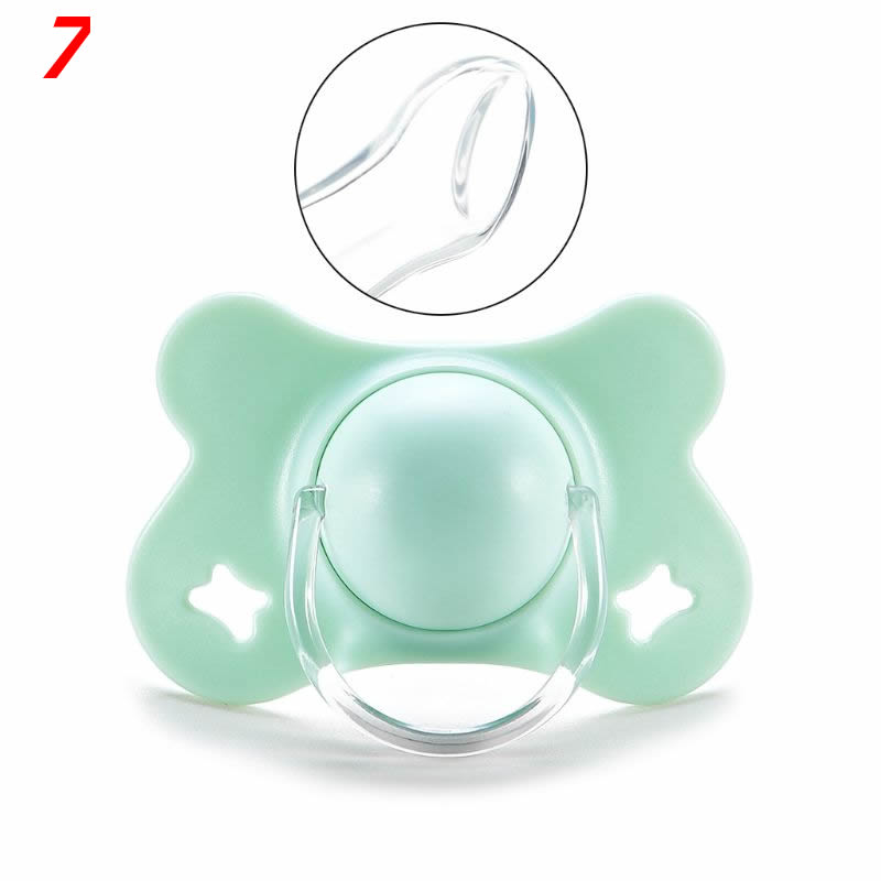 Sucette de sommeil pour bébé avec couvercle en forme de papillon, sucette ronde et plate en Silicone pour -né garçons et filles fournitures à mâcher: 7