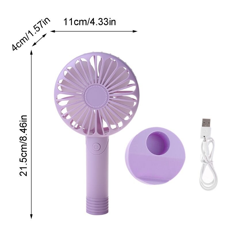 USB or AAA Battery Powered Handheld Desk USB Fan with 3 Speed Cellphone Holder