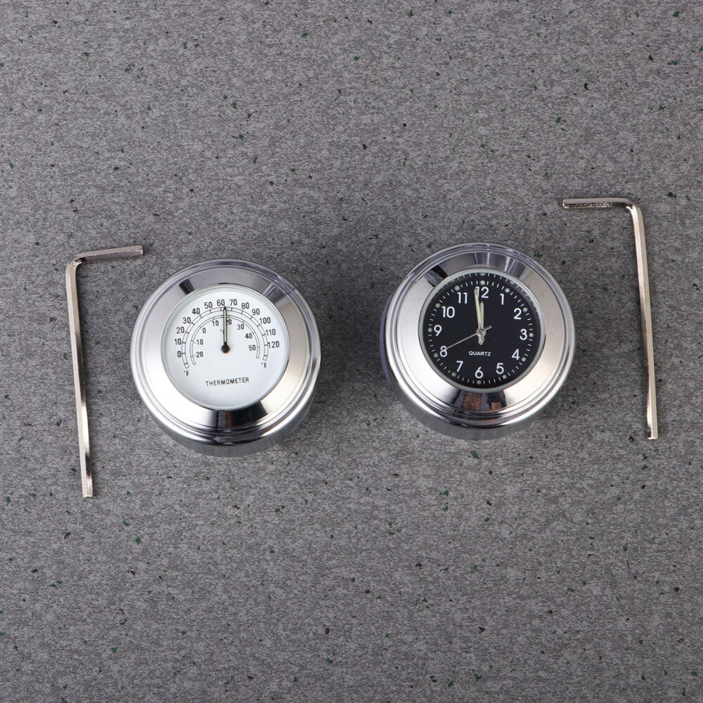2 Stuks Aluminium Stuur Motorfiets Lichtgevende Horloge Algemene Voertuig Temperatuur Stuur Meter