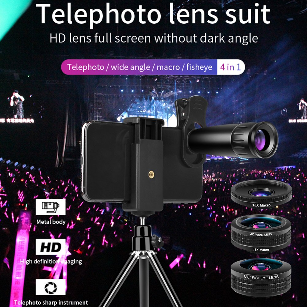 Kamperen reizen groothoek sportevenement macro fisheye telelens set hd smartphone telescoop met statief