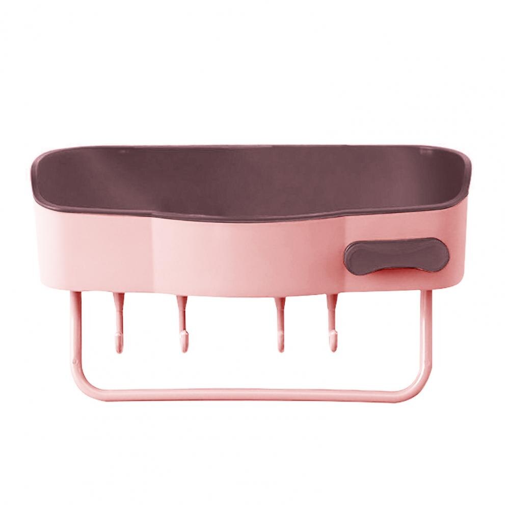 Shower Caddy Rounded Edge Space Saver Removable Hook Traceless Tray Bathroom Organizer Bathroom Shelf for Dorm: Pink