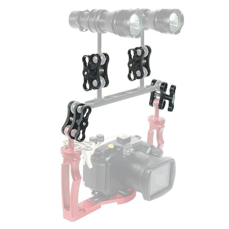 2Pcs Dual Aluminum Alloy Ball Clamp for Underwater Camera Arm System