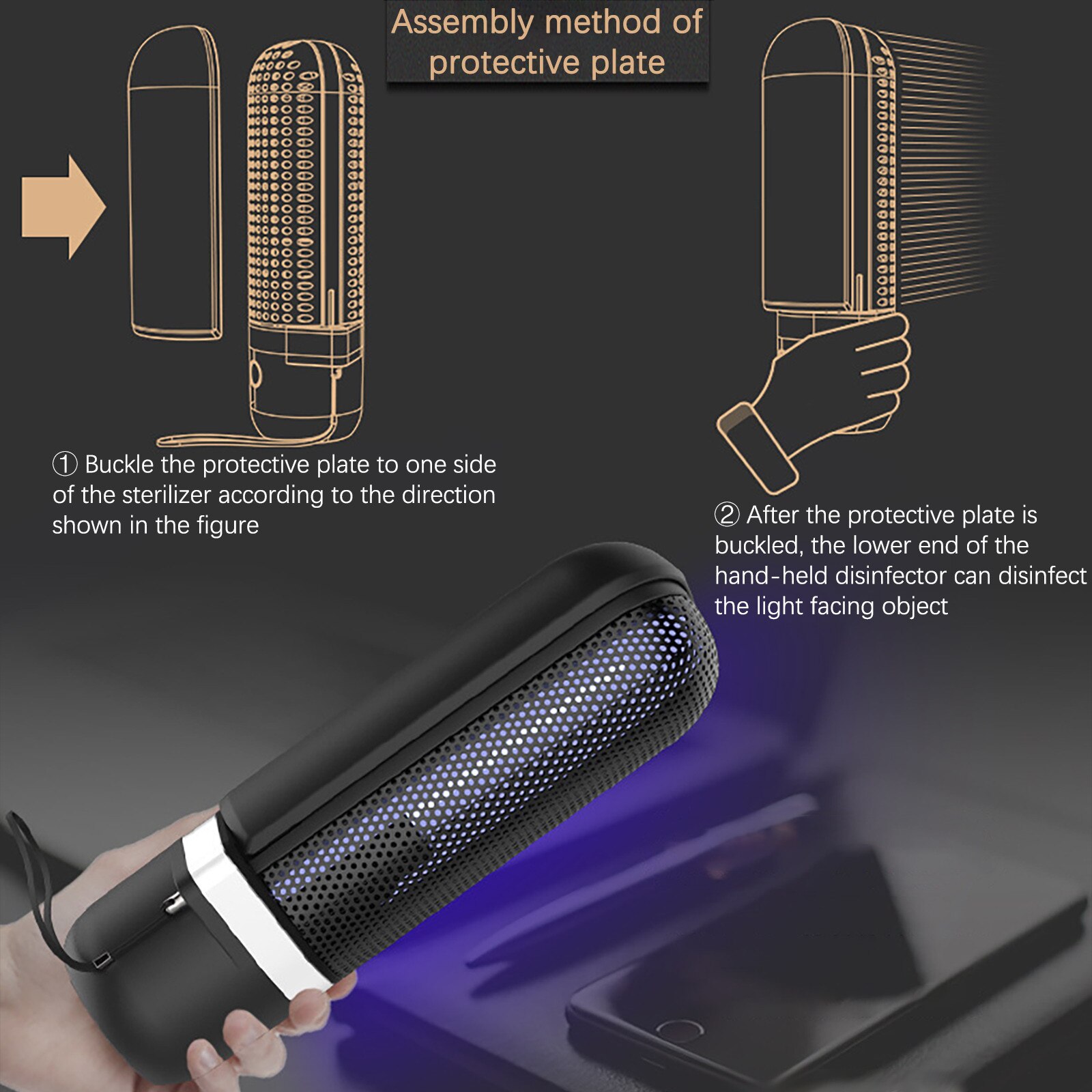 Portable Uvc Lamp Sterilizer Household Ultraviolet Disinfection Lamp Uvc+ozone Usb Rechargeable Disinfection Lamp#dg4