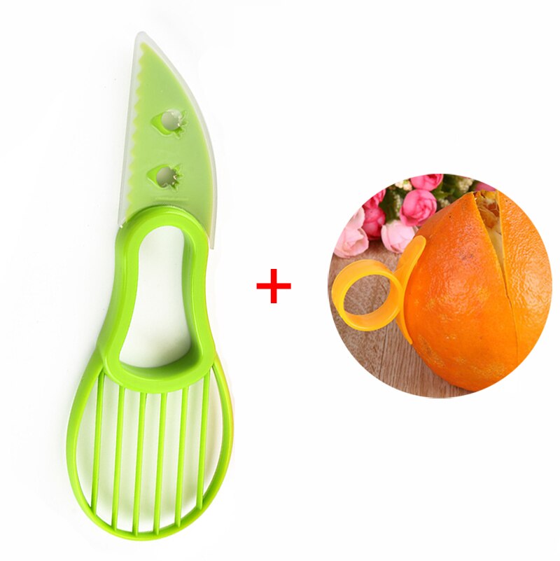 Rebanador de aguacate 3 en 1, rebanador de manteca de karité, pelador de frutas, separador de pulpa, cuchillo de plástico, utensilios para vegetales de cocina: Style1