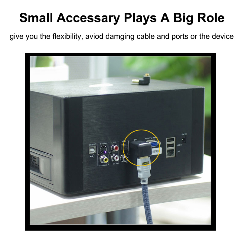 Adaptador HDMI 90 270 grados ángulo recto 4K extensor HDMI convertidor macho a hembra conector de Cable compatible con HDMI para TV portátil