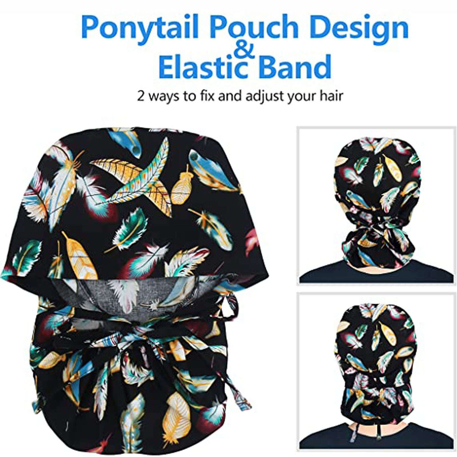 Printed Hats Scrubs Hats With Button Anti-lear Bandage Adjustable Caps Printing Nursing Caps Scrubs Cap Балаклава