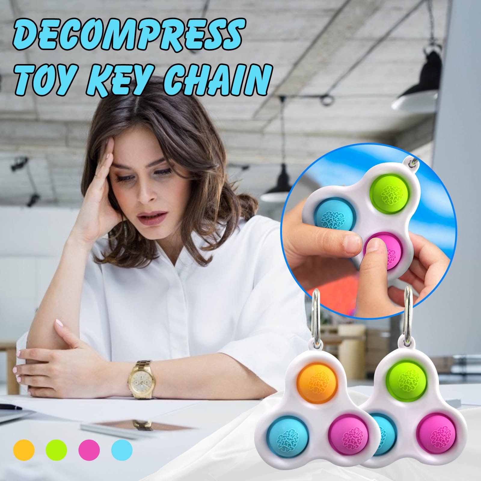 1pcs Simple Dimple Fidget Toy Small Pressure Reliever Fidget Toys Board Controller Kawaii Keychain Push Pops Bubble Sensory Toy