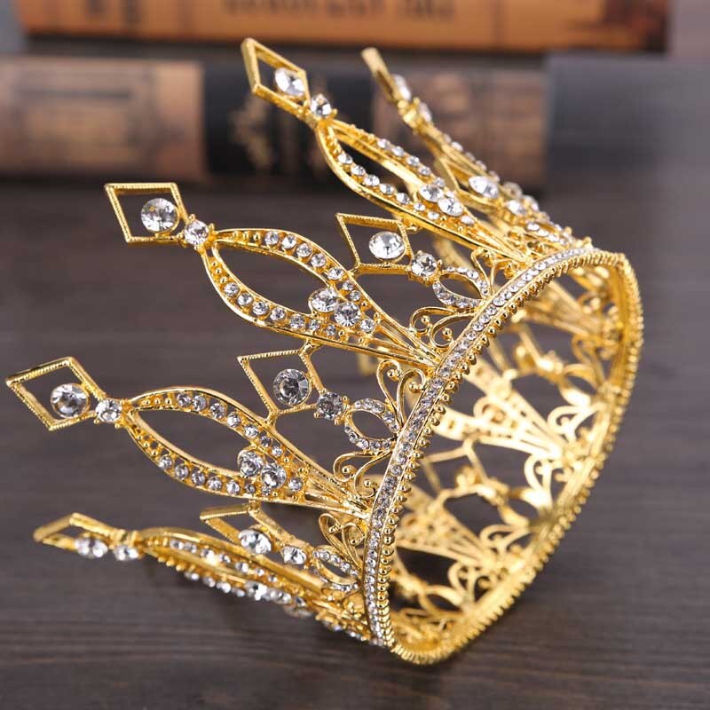 nuovo barocco d'oro Corona re regina cerchio ornamenti per capelli in cristallo compleanno gioielli da sposa accessori per capelli tiara festa LXH