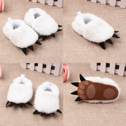 Barn baby crib sko vinter myk såle monster claw mokasiner sko plysj jente gutter sko innendørs plysj såle prewalkers crib sko