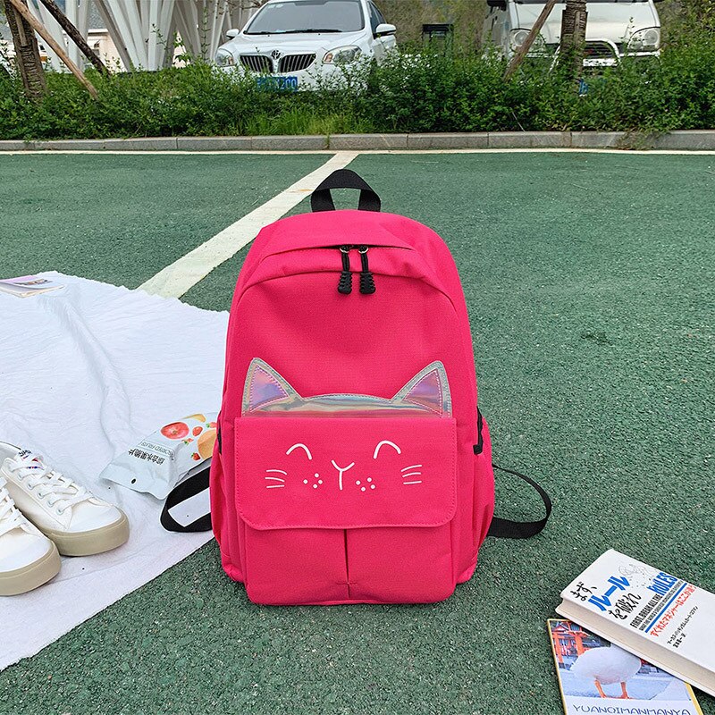 Nouveaux enfants sac à dos filles garçon enfants adolescents étudiant école sacs à dos pour fille mignon chat oreille sac à dos Cartable Cartable Enfant: 6532F-Red