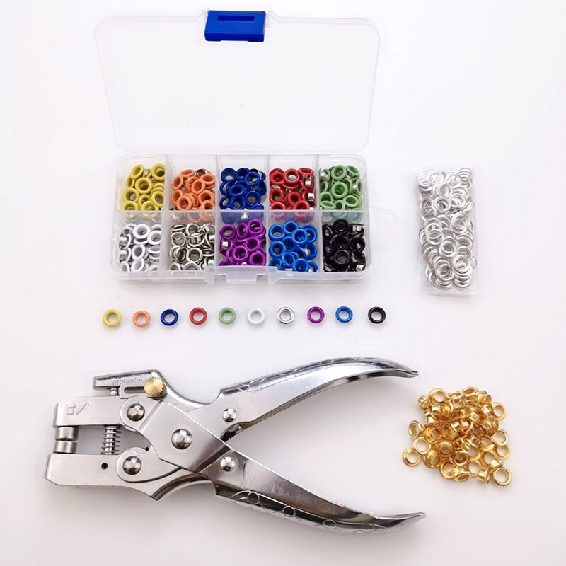 500 Sets Grommet Kit,Grommet Setting Tool Metal Eyelets Set with Install Tool Kit in Storage Box ,Leather Crafts DIY Projects: 401 Pcs