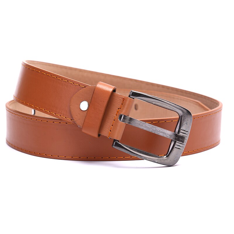 Leather Belts For Mens Casual Retro Leather Belt Washed Belt Men's Leather Belt Metal Pin Buckle: Coffee