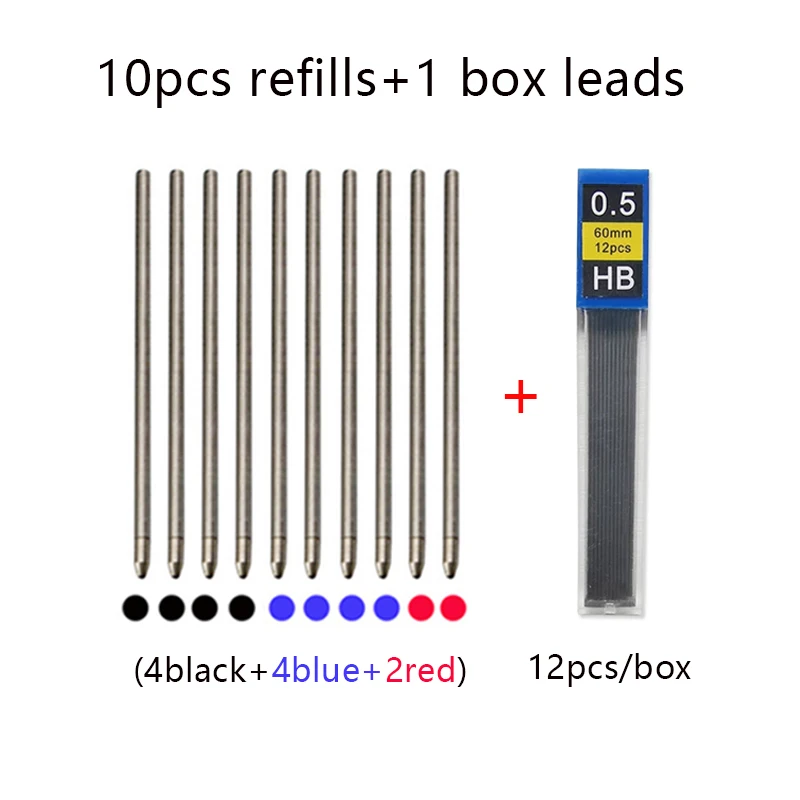 Gravity Sensor 4 In 1 Multicolor Gel Pen Set 0.5mm Black Blue Red Ink Ball Pen and 1 Pencil Lead School Office Stationery: Navy Blue