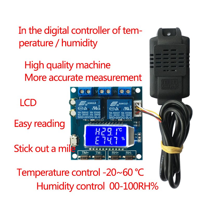 Digitale display LCD 5V12V temperatuur en vochtigheid voor incubator thermostaat schakelaar Multifunctionele Automatische