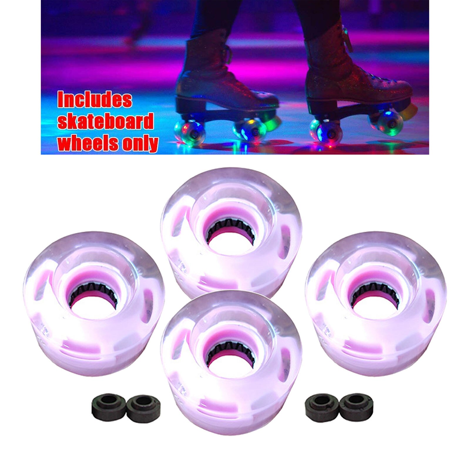 4 Stuks 32X58Mm Roller Skate Wielen Indoor En Outdoor Led Flash Vervanging Met Lagers Light Up Voor dubbele Rij Schaatsen