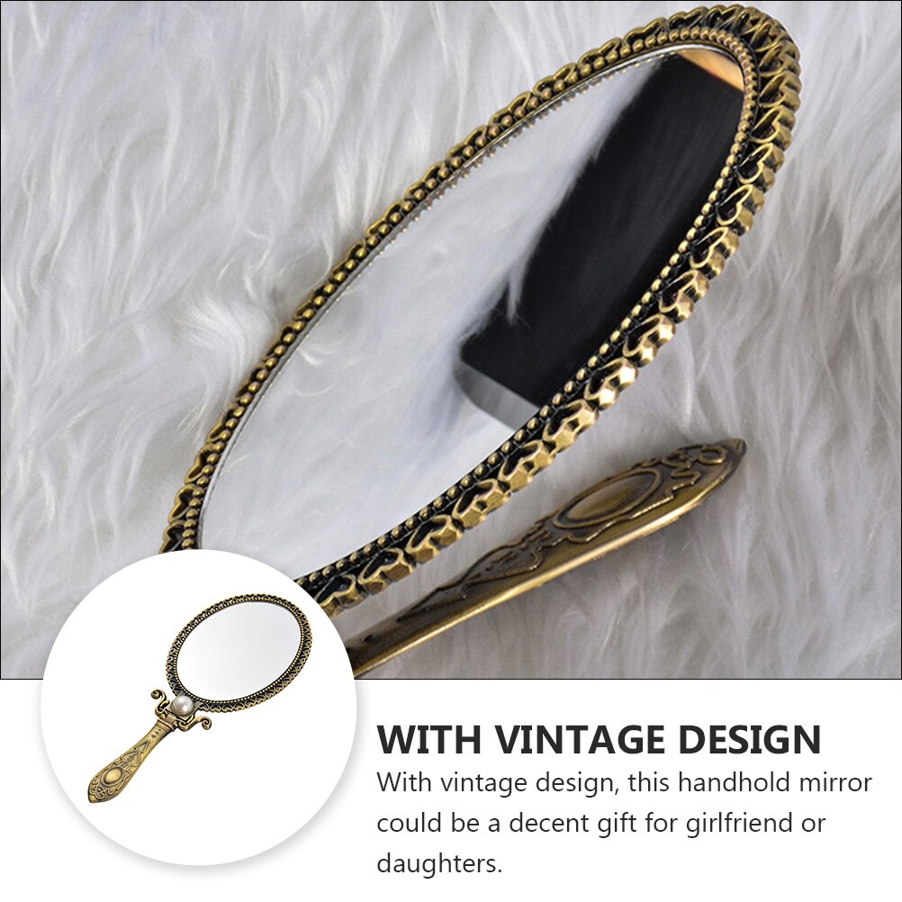 Espejo de maquillaje portátil para mujer, espejo de mano, decoración, Estilo Vintage, herramienta de maquillaje, 1 ud.
