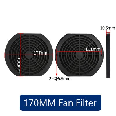 Abs dammtät fläktfilter nylonplatta för pc-datorhölje kylfläktskydd datorventilatorgrill: 170mm( ovala)