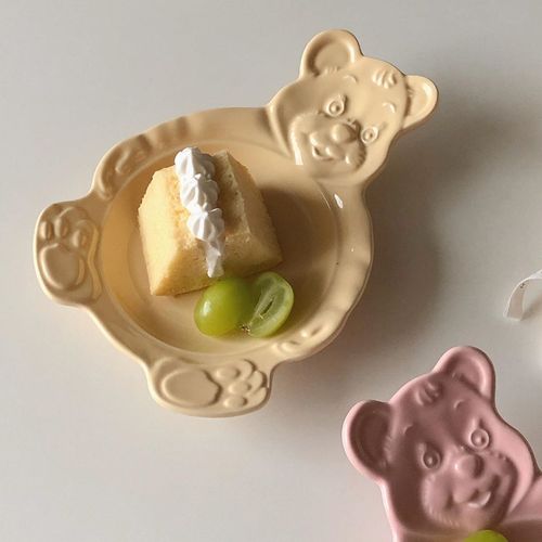 Koreaanse Versie Zoete Beer Dessert Kom Koreaanse Fruit Ontbijt Granen Kom Keramische Servies: Yellow plate