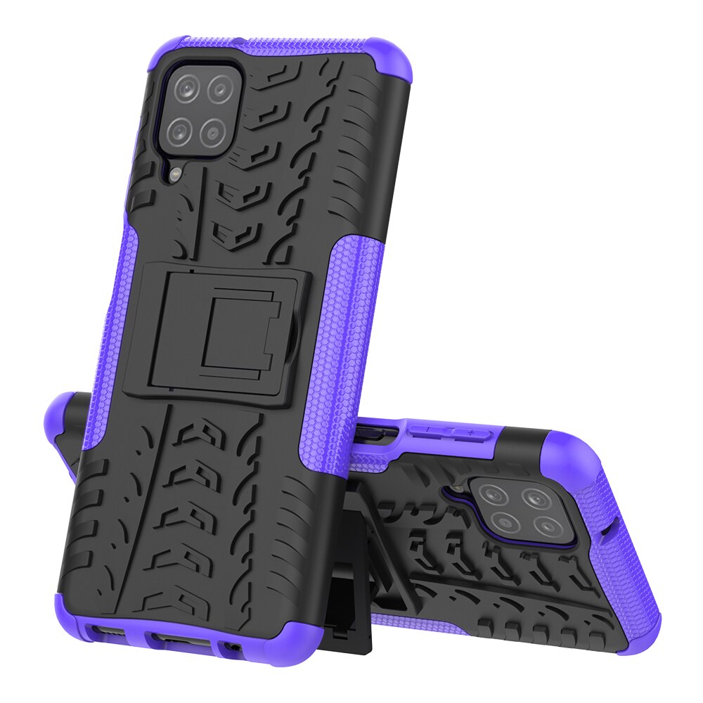 Per Samsung A12 custodia Cover armatura supporto per supporto custodia protettiva antiurto in Silicone per Samsung Galaxy A12 A 12: purple armor case