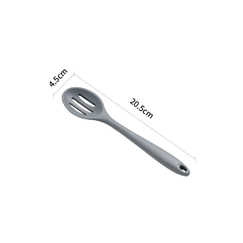 1Pcs Filter Spoon Heat Resistant Non-Stick Cooking Strainer Colander Long Handle Durable Silicone Heat Resistant Kitchen Tool: Dark Grey