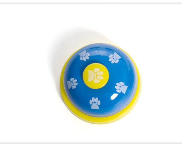 Dog footprints pet bell ringer call ordering bell trainer metal ringing dog cat intelligence toy: Blue