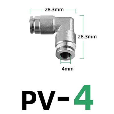 PV304 stainless steel metal pneumatic connector 4 6mm 8mm 10mm 12mm elbow 90 degree push-in quick connector release air fitting: PV-4