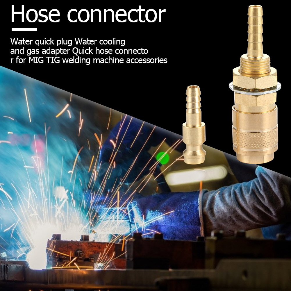Brass 6mm Water Cooled Gas Adapter M6 Welding Torch Quick Hose Connector Fittings for MIG TIG Welding Torch Plug