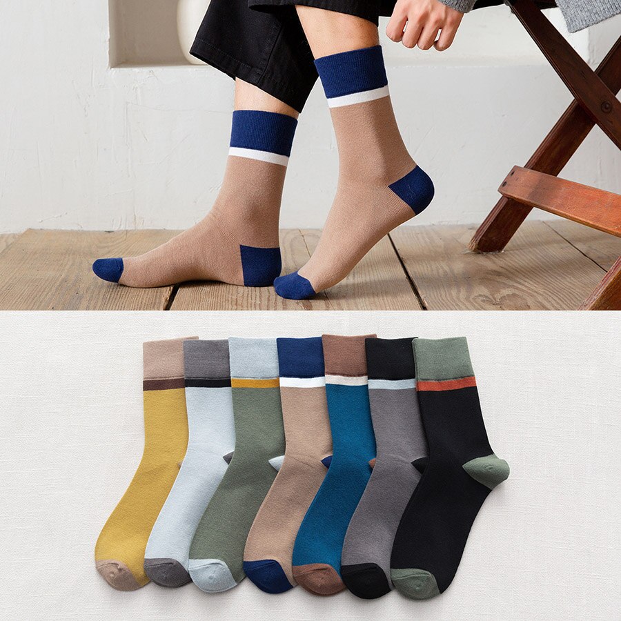 Breathable Men's Cotton Socks Casual Dress Deodorant Socks Compression Japanese Harajuku For Happy Man Business Socks