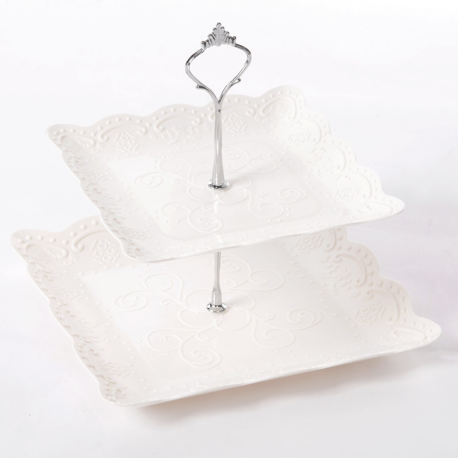 Double Layer Fruit Tray,Ijzer 2 Tier Candy Dessert Lade Cake Platen