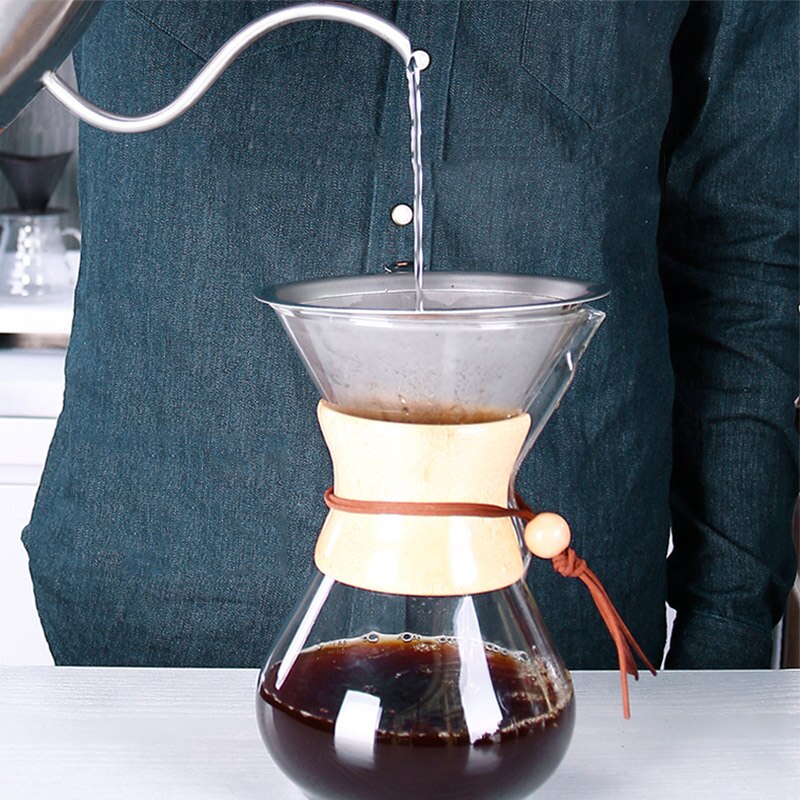 400Ml 600Ml 800Ml Slip Glas Koffiezetapparaat Koffie Pot Espresso Koffie Machine Met Rvs Filter Pot