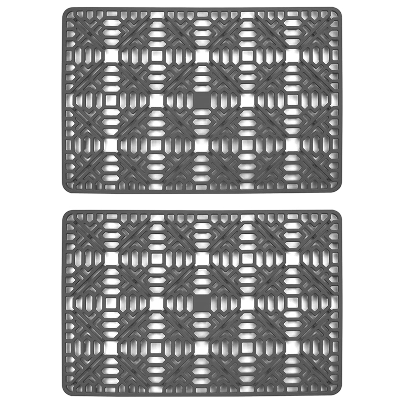 2Pcs Siliconen Aanrecht Mat, Grote Sink Protector Grid Accessoire, Geschikt Voor Keuken Rvs Spoelbak: Default Title