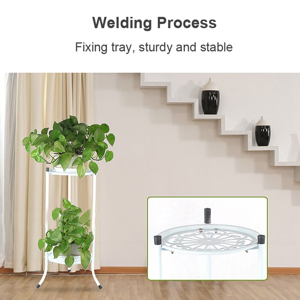 Støtte til blomster 2 holder metal urtepotte stativ sort blomst display hylde have terrasse hjem indendørs udendørs plante stativ