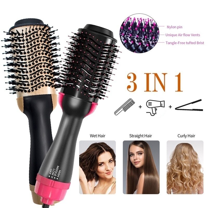 One Step Dryer Brush Combs Volumizer Blower Cold Air Straightening Curling 3-in-1 Brushes Smooth Frizz Ionic Hair Fluffy