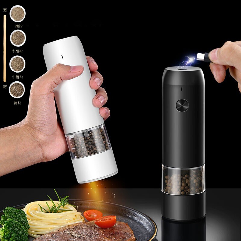 Electric Automatic Salt and Pepper Grinder Set Rechargeable With USB Gravity Spice Mill Adjustable Spices Grinder Kitchen tools
