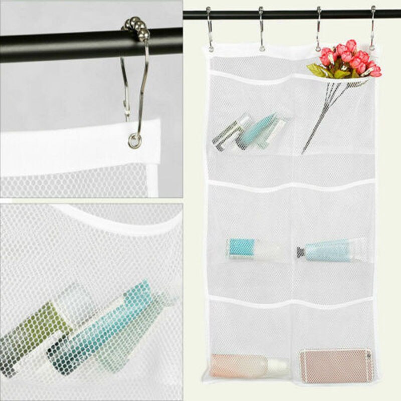 6 Pocket Multi-Layer Grid Bath Storage Bathroom Shower Hanging Mesh Organizer Caddy Tub Wall Bag
