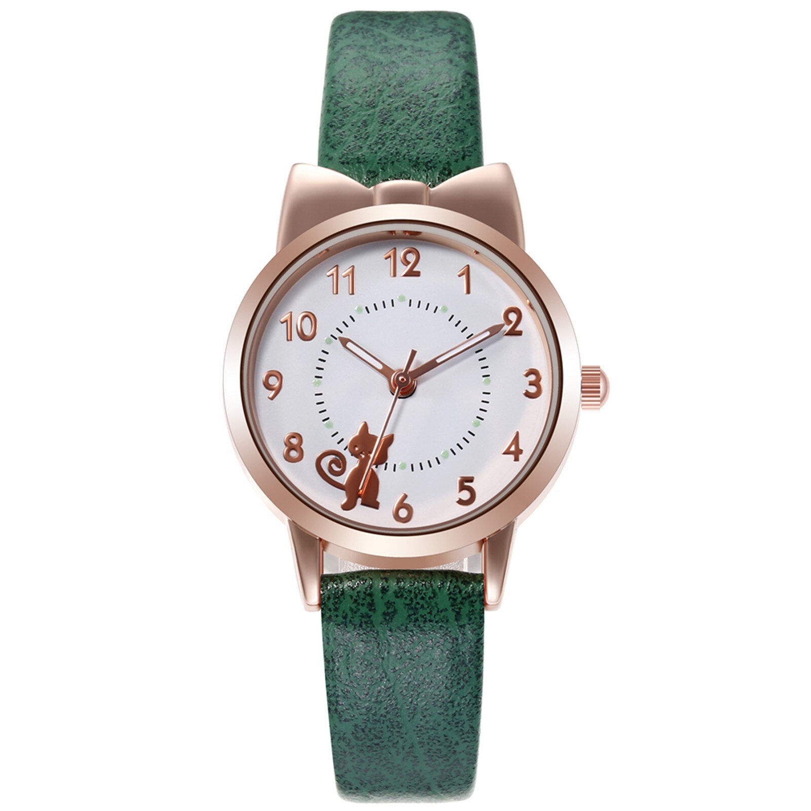 Lichtgevende Pointer Riem Horloge Sleek Minimalistische Mode Met Lederen Band Dial Vrouwen Quartz Horloge Horloge: green