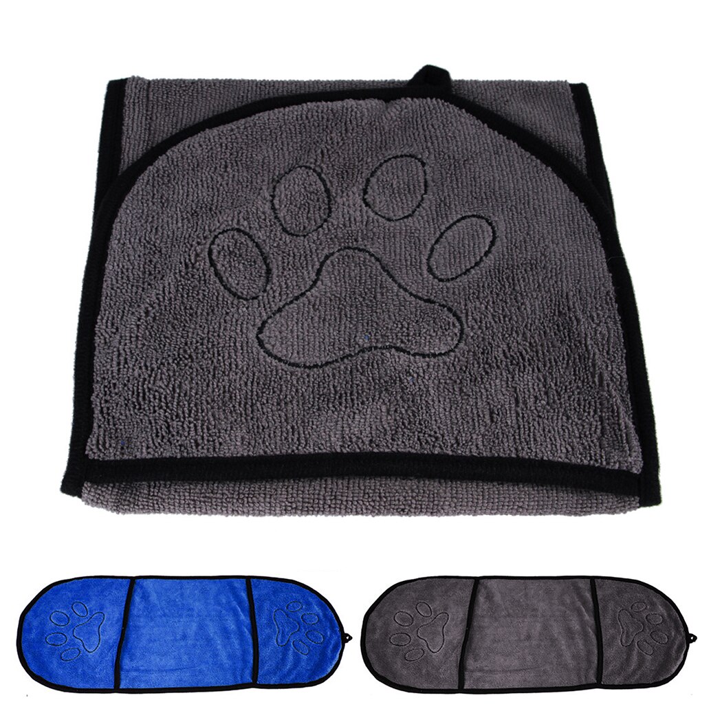 Søt pote kjæledyr hundehåndkle mykt tørkende badehåndkle til hund katt valp superabsorberende badekåper rengjøring nødvendig forsyning: Grå