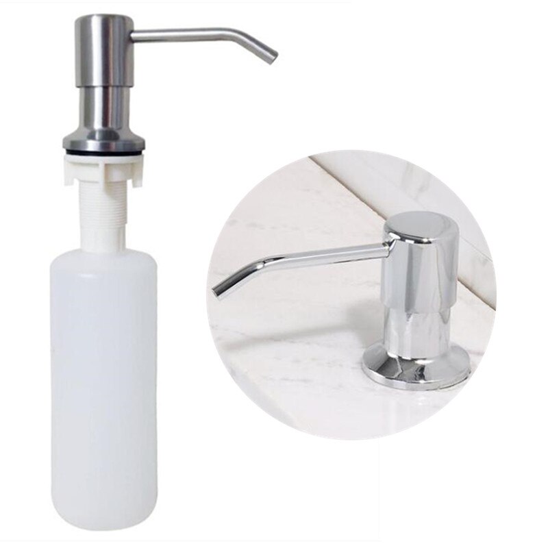 Wzly handtvål dispenser däckfäste vit/beige tvål dispenser diskbänk flytande tvål dispenserflaska: Krom 400ml