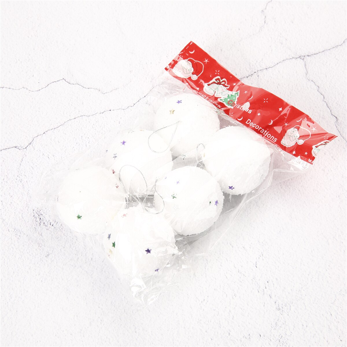 6 stuks/partij kerstbal ornamenten ronde bal kerst familie kerstbal ornamenten boom knutsel glitter