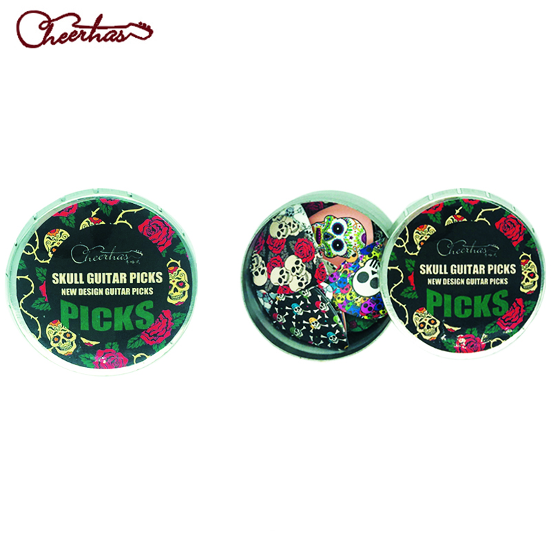 21pcs mix thin medium heavy dark skull and color skull guitar pick plectrum for boy and girl